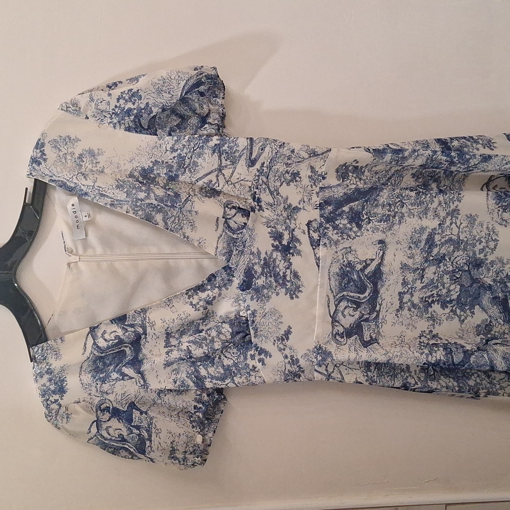 Vici Blue and White Midi Dress